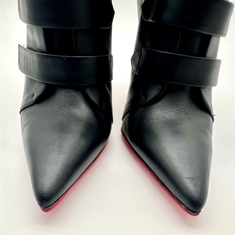 Christian Louboutin Black Leather Triniboot Stiletto Booties High Heels EU37.5 - Picture 3 of 12